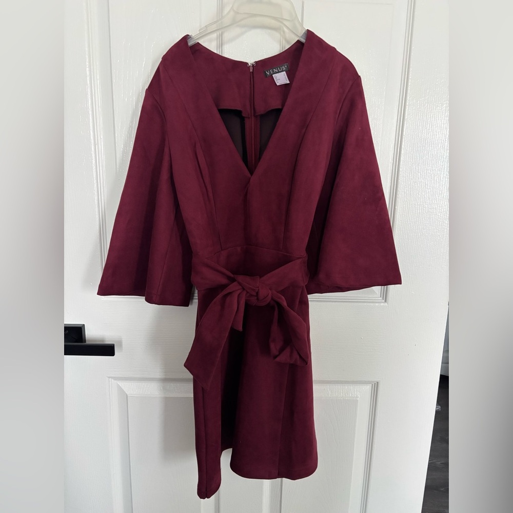 Maroon Suede Cocktail Party Dress